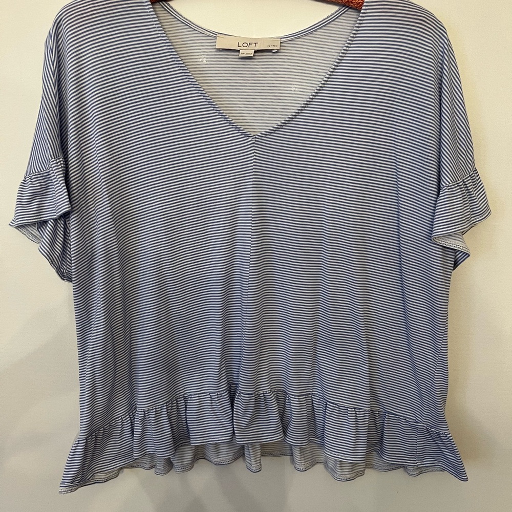 LOFT Blue Striped Women's Top